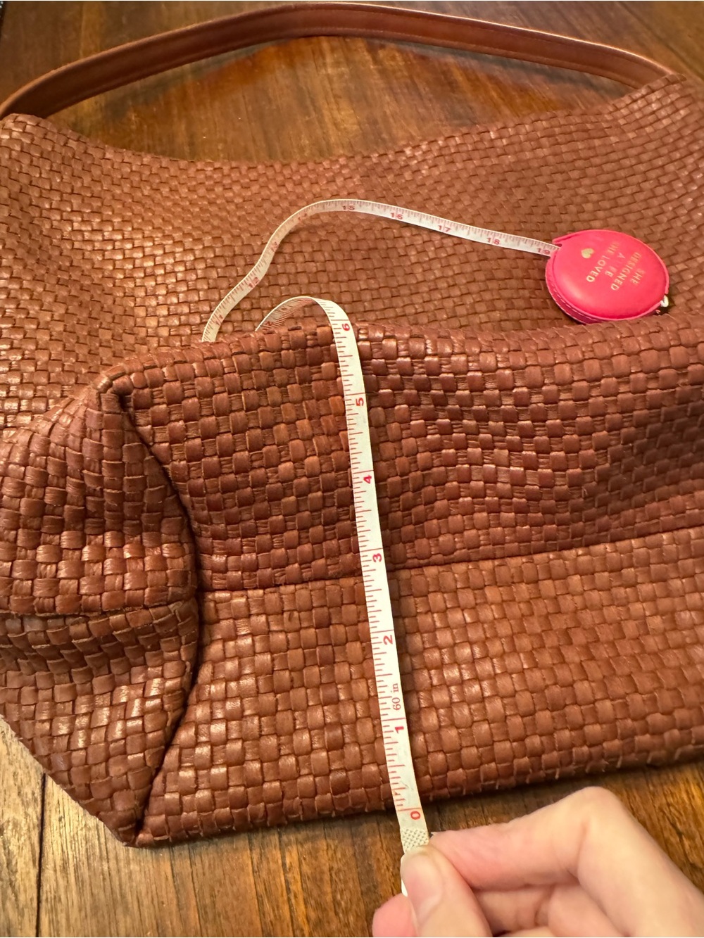 Cole Haan Woven Leather Shoulder Bag in Cognac Brown - Picture 12 of 12
